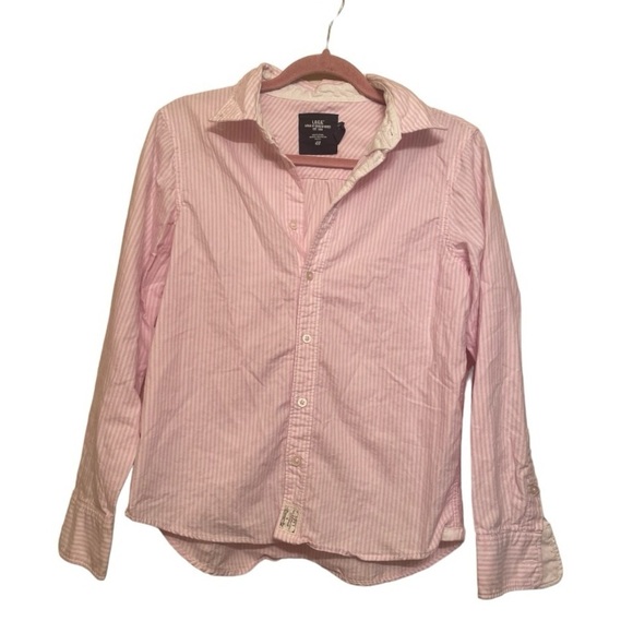 H&M Pink and White Striped Button Down Shirt Kids Size Large - Picture 1 of 6